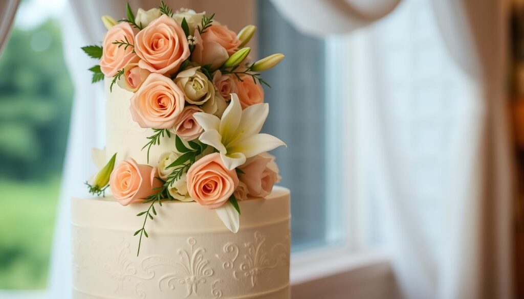 Floral Two-Tier Wedding Cake Decorations