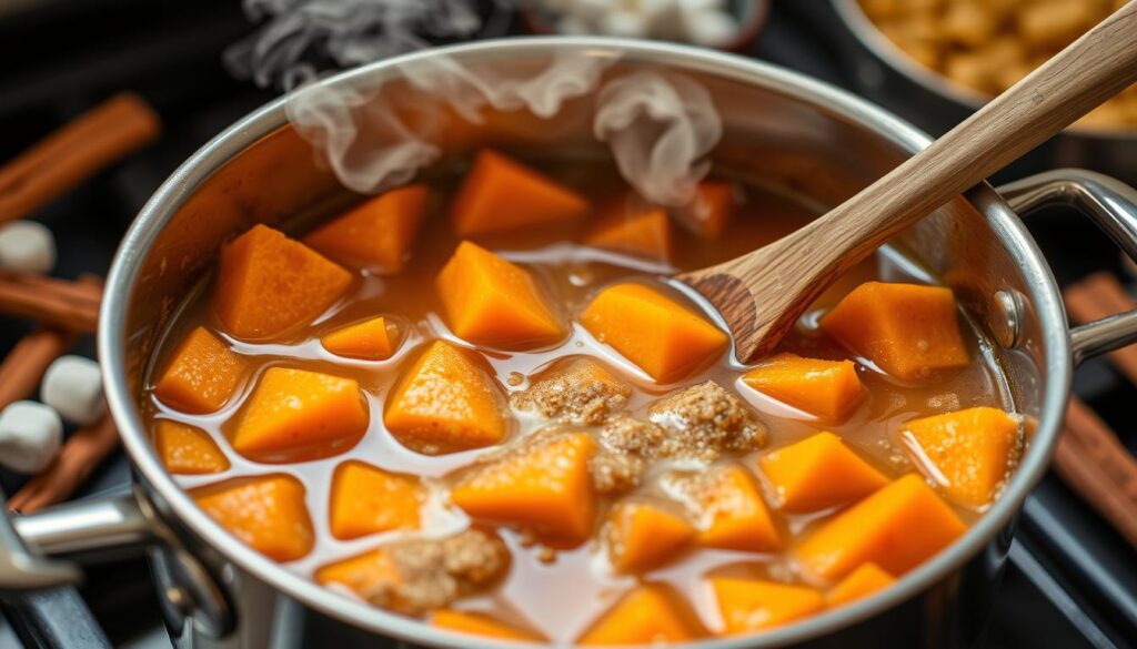 Stove Top Candied Sweet Potatoes Cooking Process